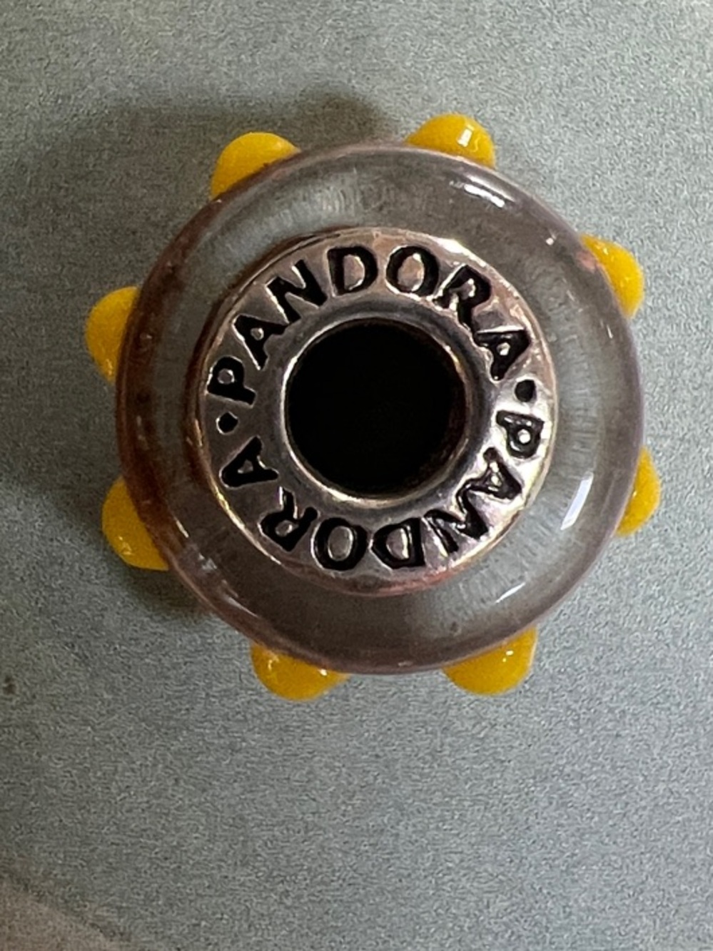 Pandora pink murano glass and Silver Bead with Yellow Glass bobbles